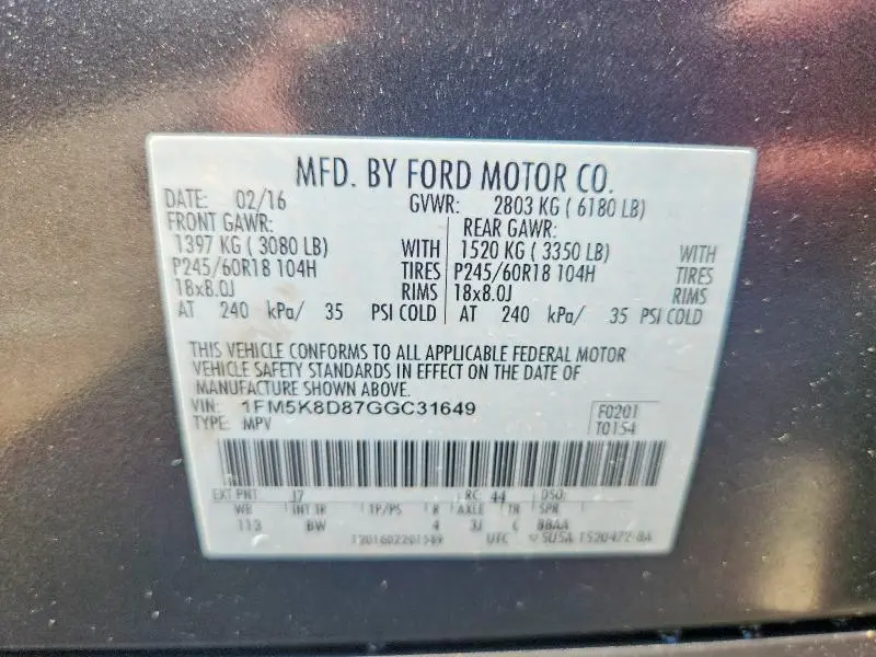 2016 FORD EXPLORER XLT  