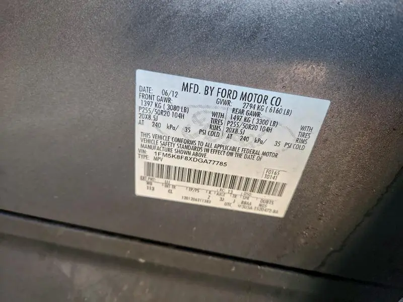 2013 FORD EXPLORER LIMITED  