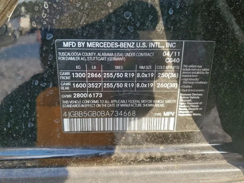 2011 MERCEDES-BENZ ML 350  