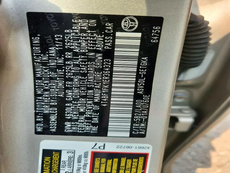 2014 TOYOTA CAMRY XLE  