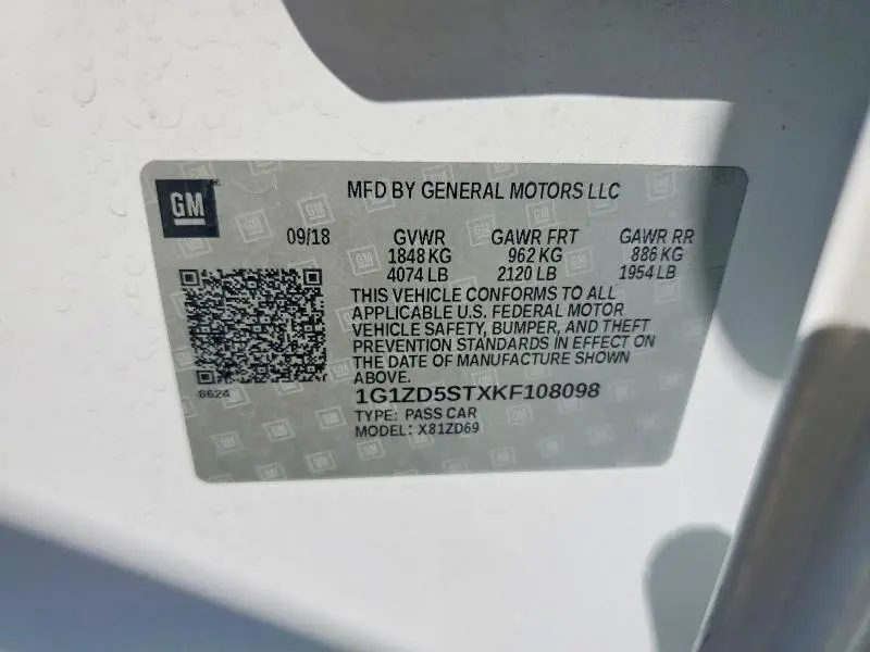 2019 CHEVROLET MALIBU LT  