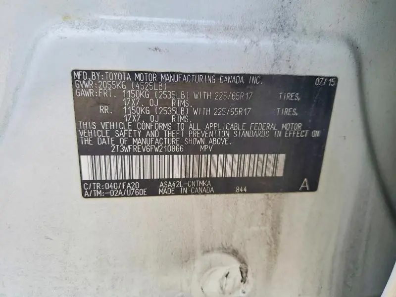 2015 TOYOTA RAV4 XLE  