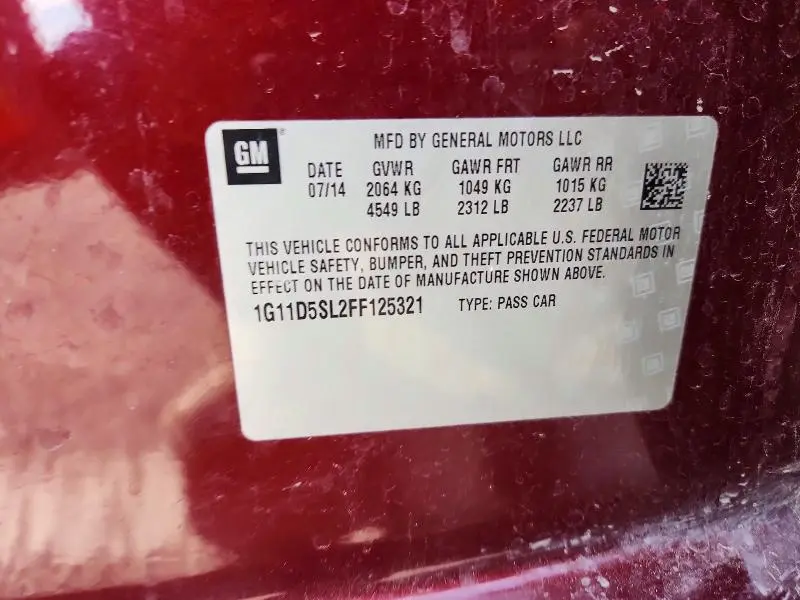 2015 CHEVROLET MALIBU 2LT  