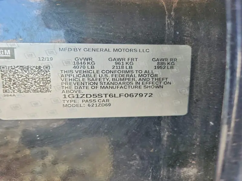 2020 CHEVROLET MALIBU   