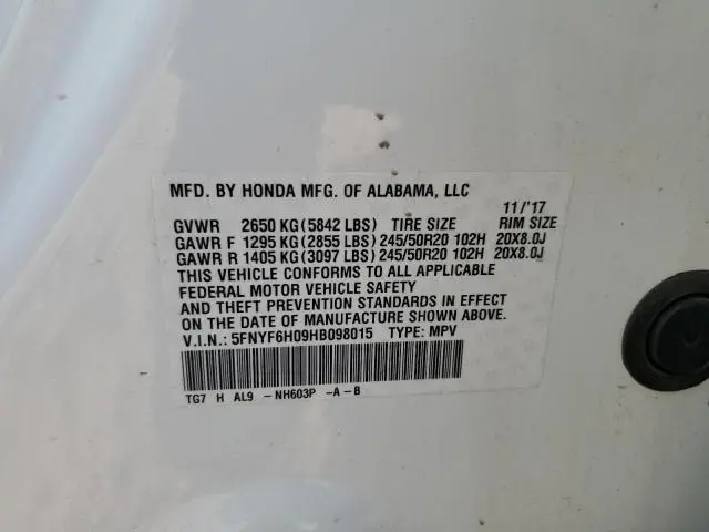 2017 HONDA PILOT ELITE  