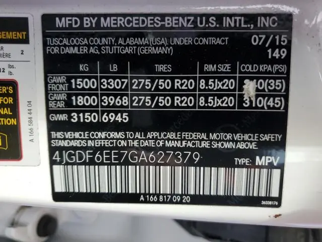 2016 MERCEDES-BENZ GL 450 4MATIC  