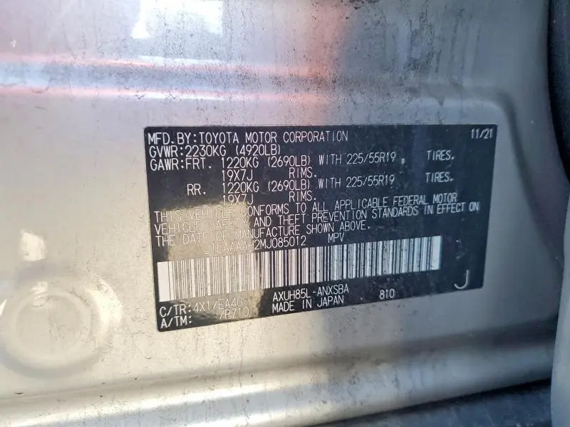 2021 TOYOTA VENZA LIMITED  