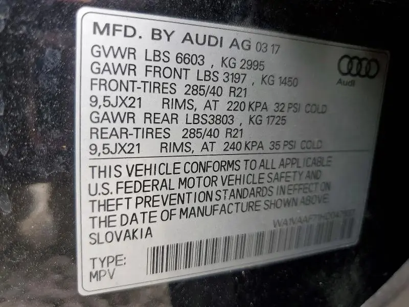 2017 AUDI Q7 PRESTIGE  