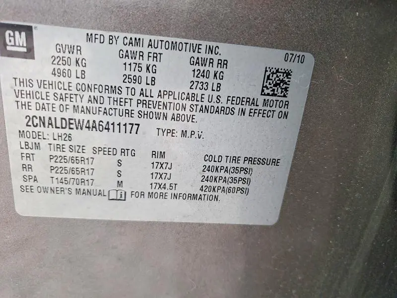 2010 CHEVROLET EQUINOX LT  