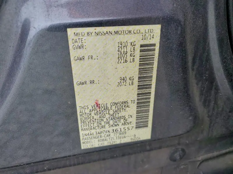 2015 NISSAN ALTIMA 2.5  