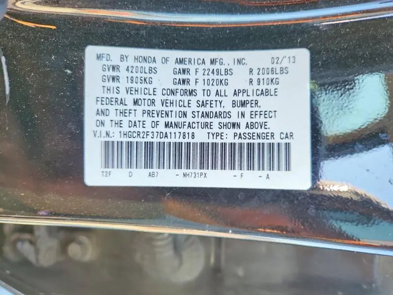 2013 HONDA ACCORD LX  