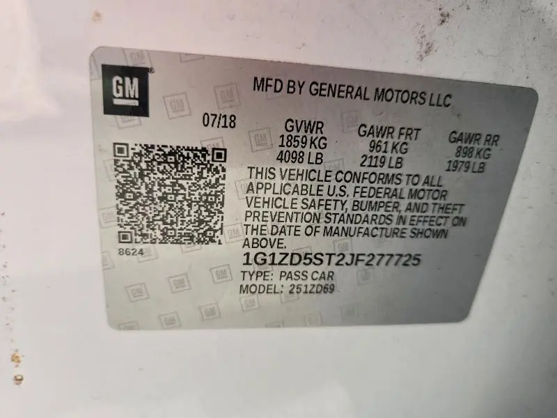 2018 CHEVROLET MALIBU LT  