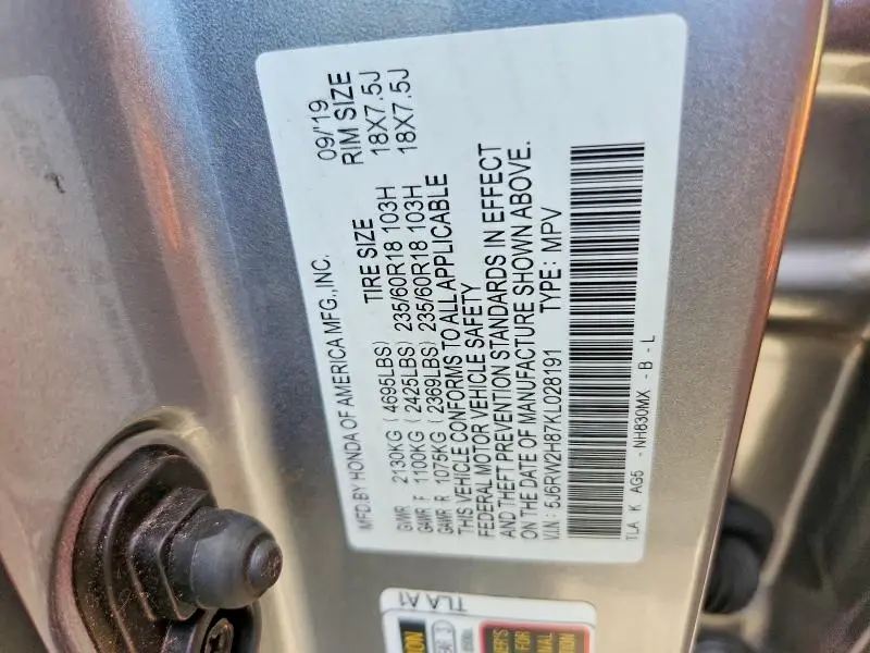 2019 HONDA CR-V EXL  
