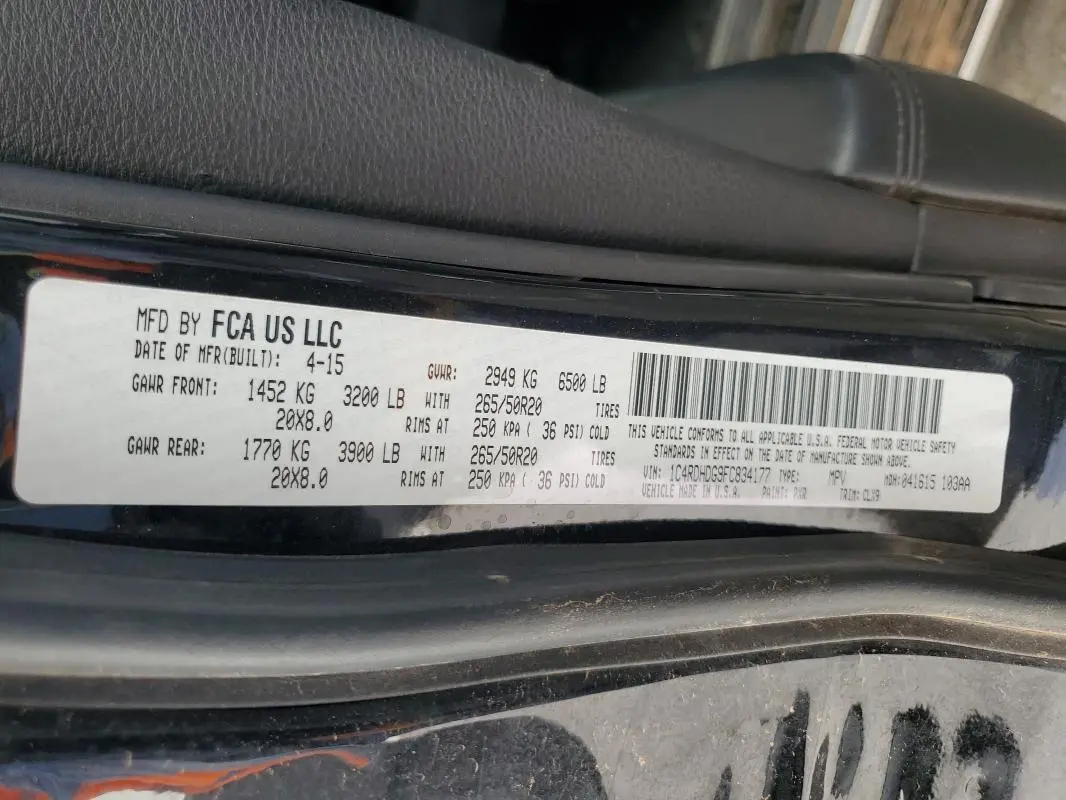 2015 DODGE DURANGO LIMITED  