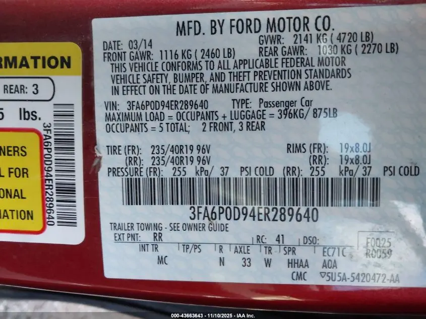 2014 FORD FUSION TITANIUM