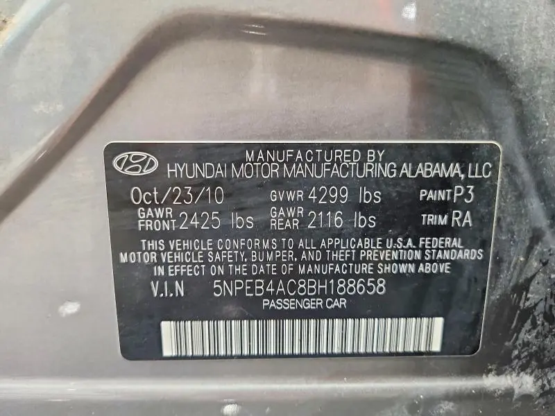 2011 HYUNDAI SONATA GLS  