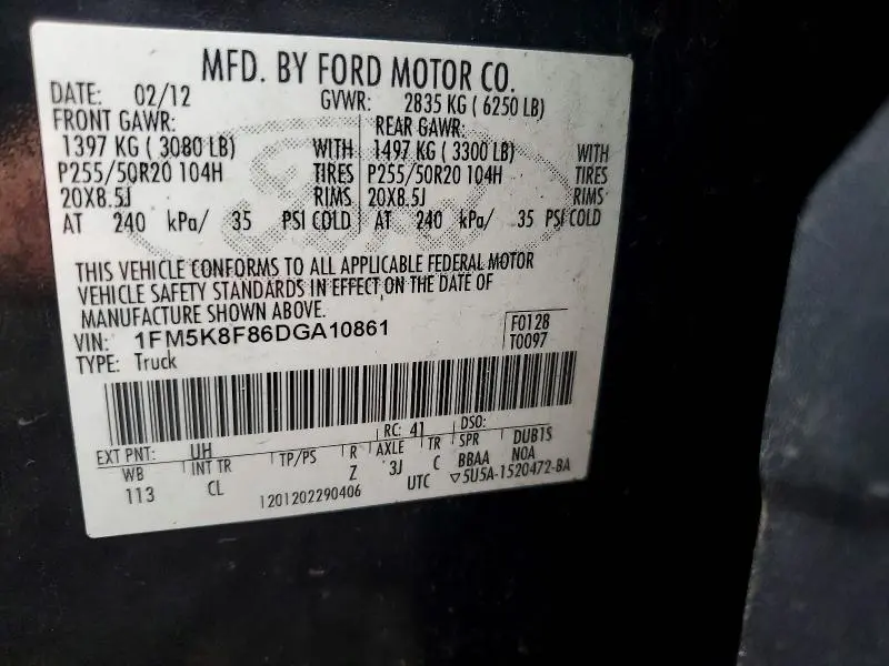 2013 FORD EXPLORER LIMITED  