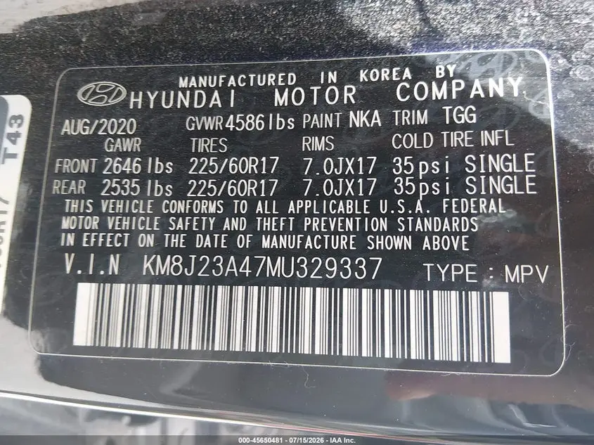 2021 HYUNDAI TUCSON SE