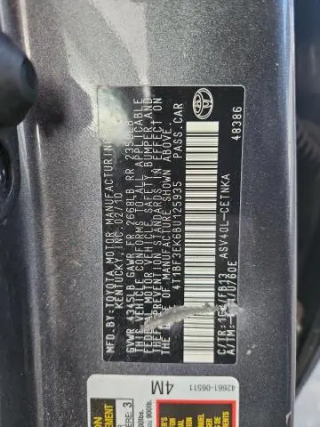 2011 TOYOTA CAMRY BASE  