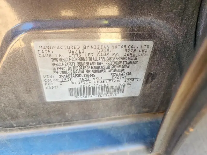2013 NISSAN SENTRA S/SV/SR/SL  