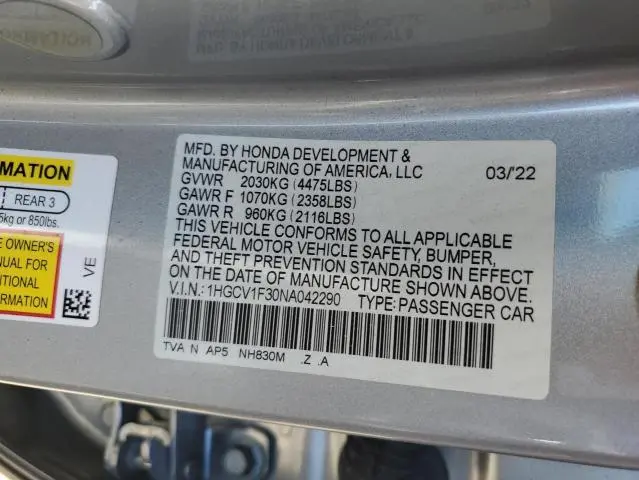 2022 HONDA ACCORD SPORT  
