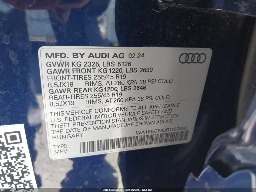 2024 AUDI Q3 PREMIUM PLUS 45 TFSI S LINE QUATTRO TIPTRONIC