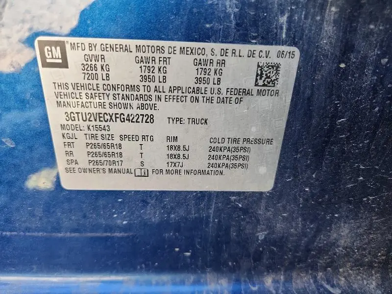 2015 GMC SIERRA K1500 SLT  