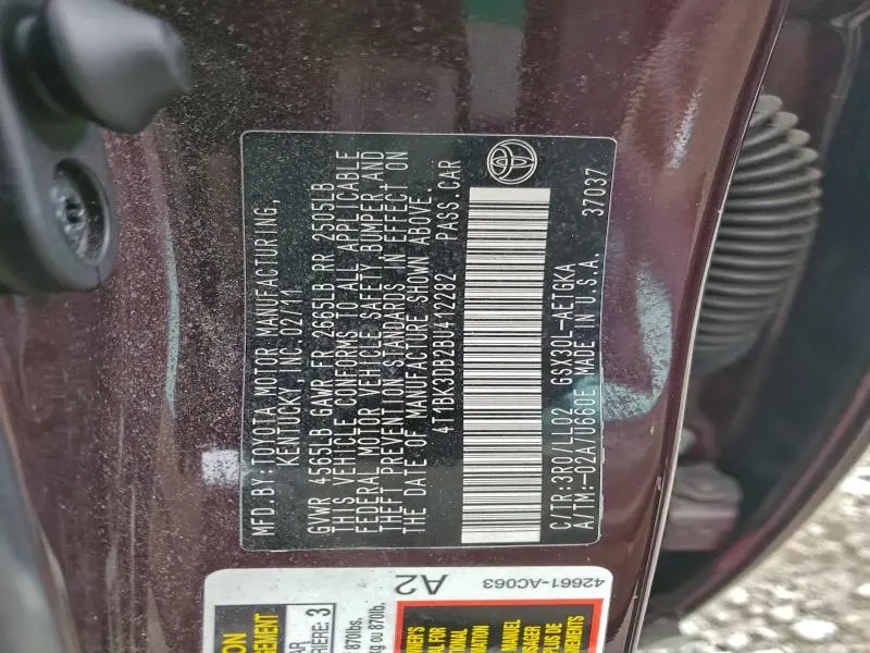 2011 TOYOTA AVALON BASE  