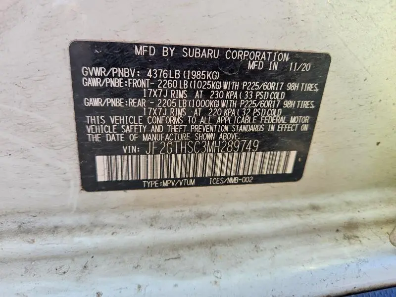 2021 SUBARU CROSSTREK SPORT  