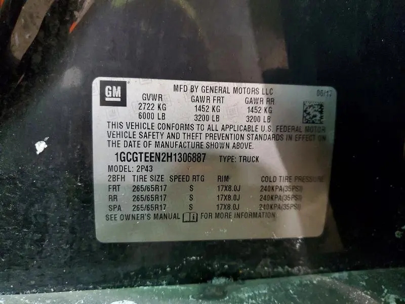 2017 CHEVROLET COLORADO ZR2  