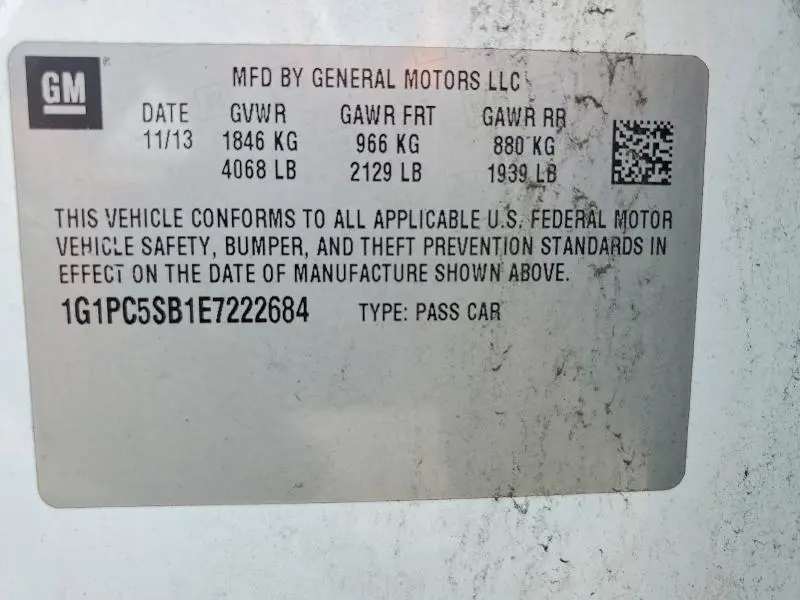 2014 CHEVROLET CRUZE LT  