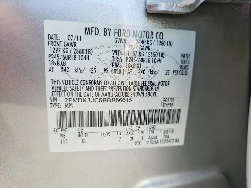 2011 FORD EDGE SEL  