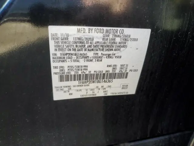2011 FORD TAURUS SEL