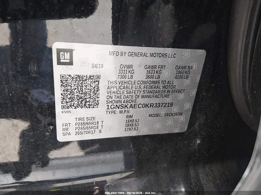 2019 CHEVROLET TAHOE LS