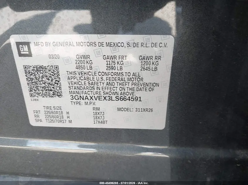 2020 CHEVROLET EQUINOX AWD LT 2.0L TURBO