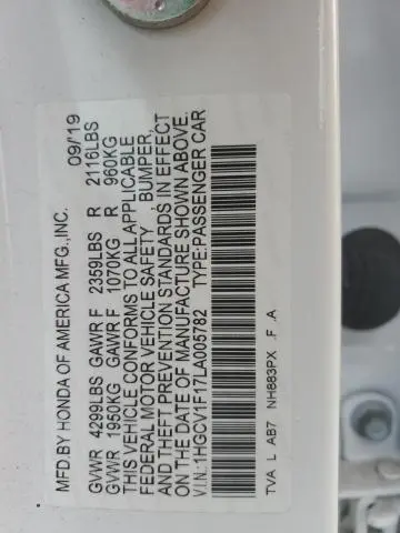 2020 HONDA ACCORD LX  