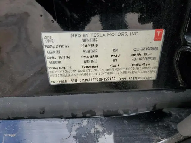 2016 TESLA MODEL S   