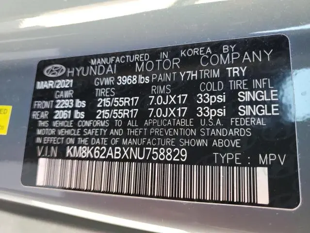 2022 HYUNDAI KONA SEL