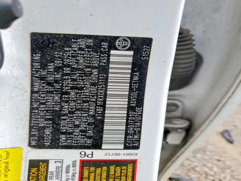 2012 TOYOTA CAMRY BASE  