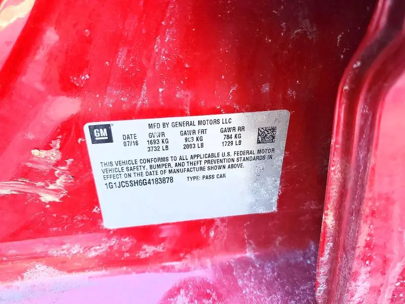 2016 CHEVROLET SONIC LT  