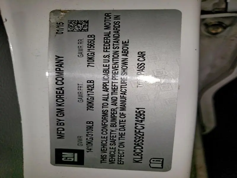 2015 CHEVROLET SPARK 1LT  