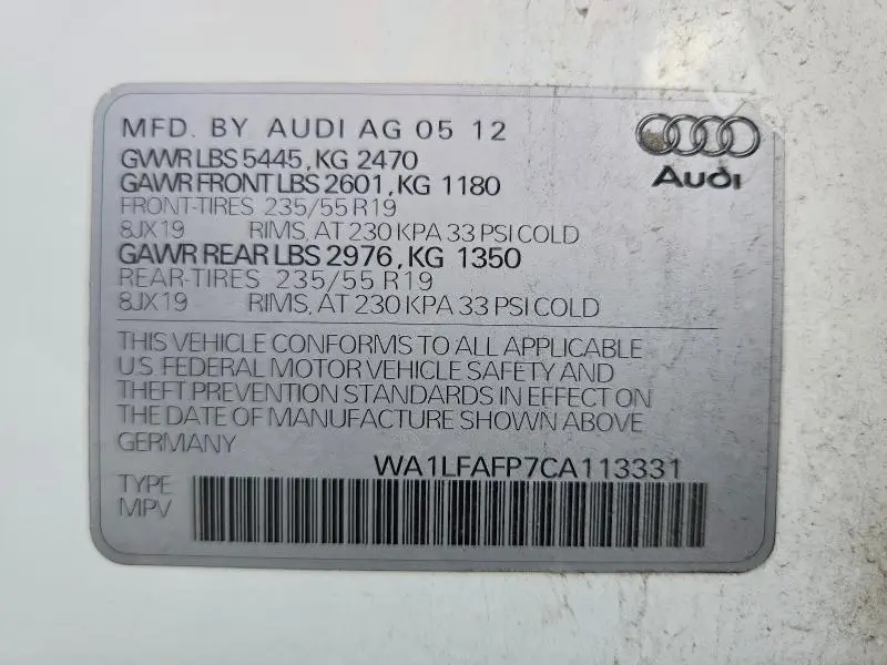 2012 AUDI Q5 PREMIUM PLUS  
