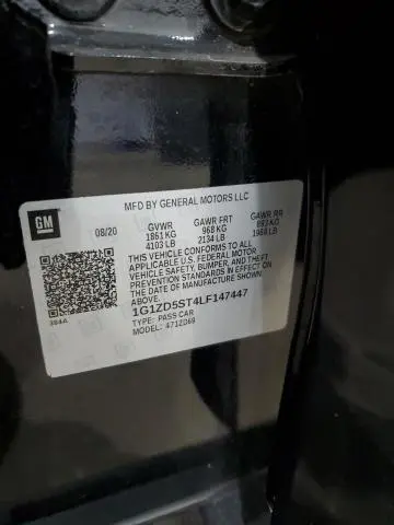 2020 CHEVROLET MALIBU LT  