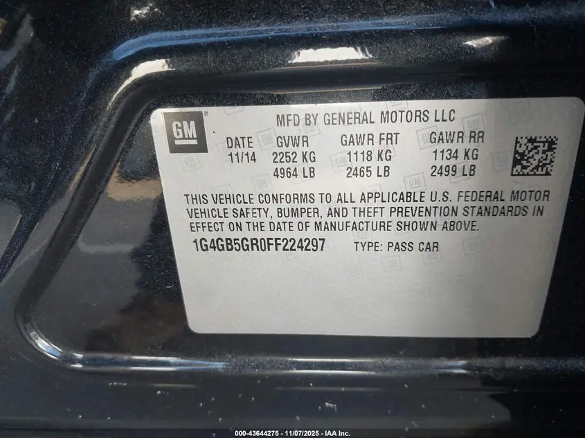 2015 BUICK LACROSSE LEATHER