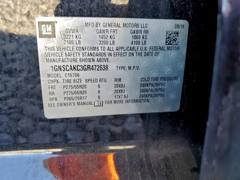 2016 CHEVROLET TAHOE C1500 LS  