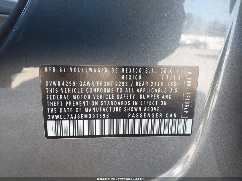 2014 VOLKSWAGEN JETTA 2.0L TDI