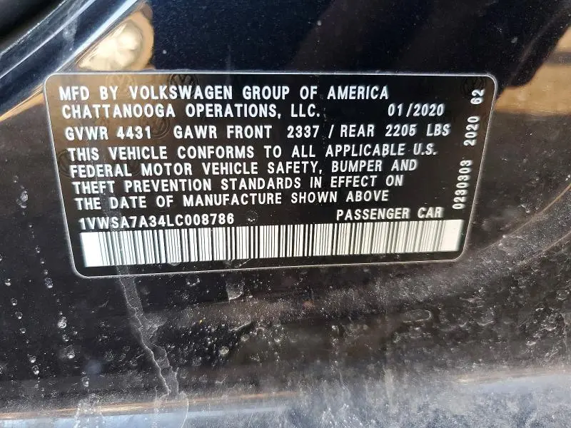 2020 VOLKSWAGEN PASSAT SE  