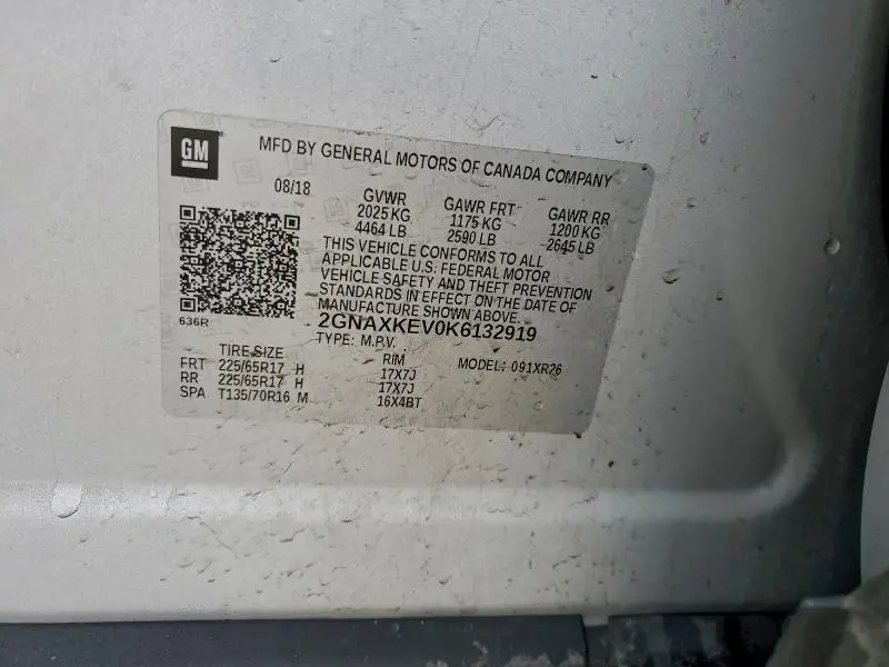 2019 CHEVROLET EQUINOX LT  