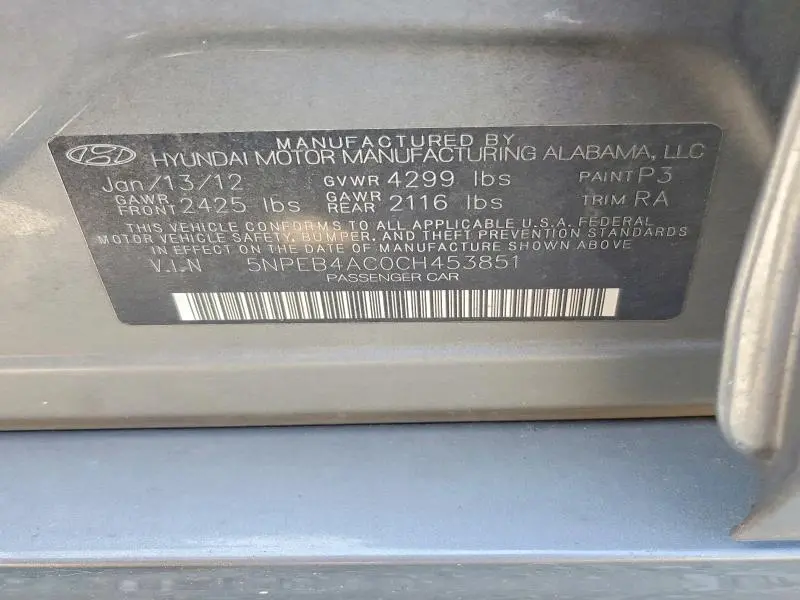 2012 HYUNDAI SONATA GLS  