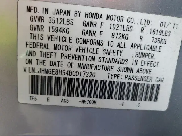 2011 HONDA FIT SPORT  